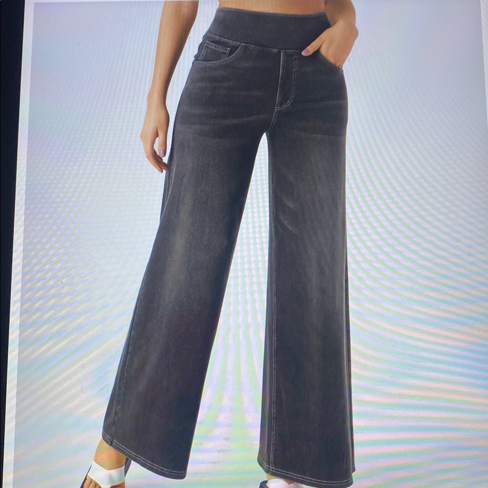 SMALL HALARA FLEX BAGGY WIDE LEG CASUAL KNIT DENIUM